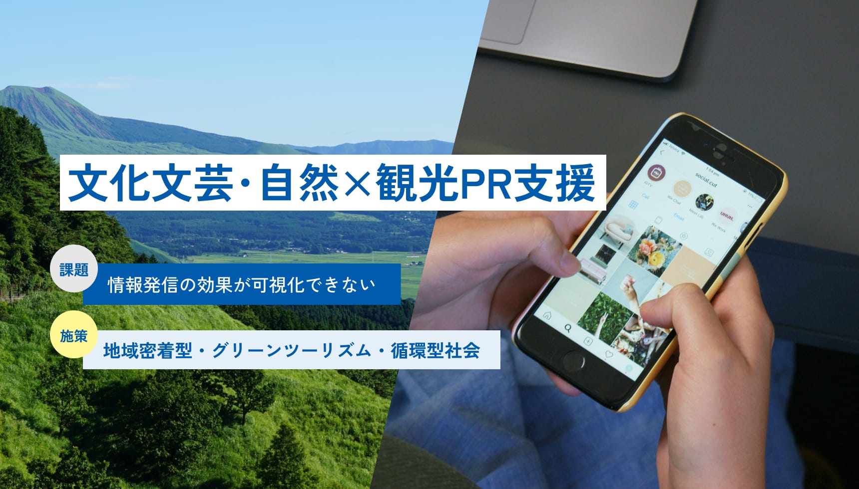［文化文芸･自然×観光PR支援］課題：情報発信の効果が可視化できない｜施策：地域密着型・グリーンツーリズム・循環型社会